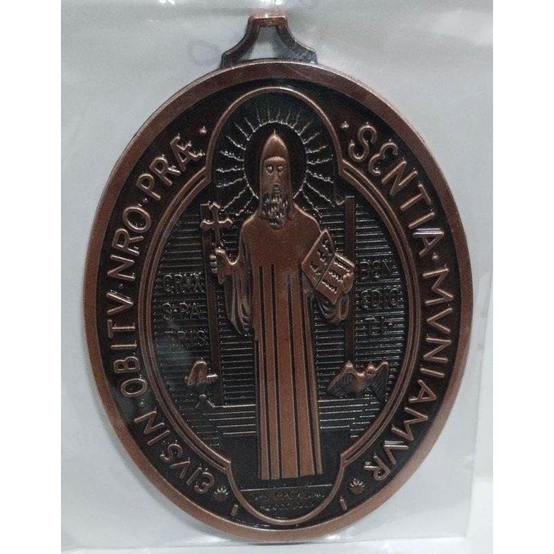 GENERICO - DIJE ADORNO  DE SAN BENITO BRONCEAD0 OVALADO  7CM X 5CM