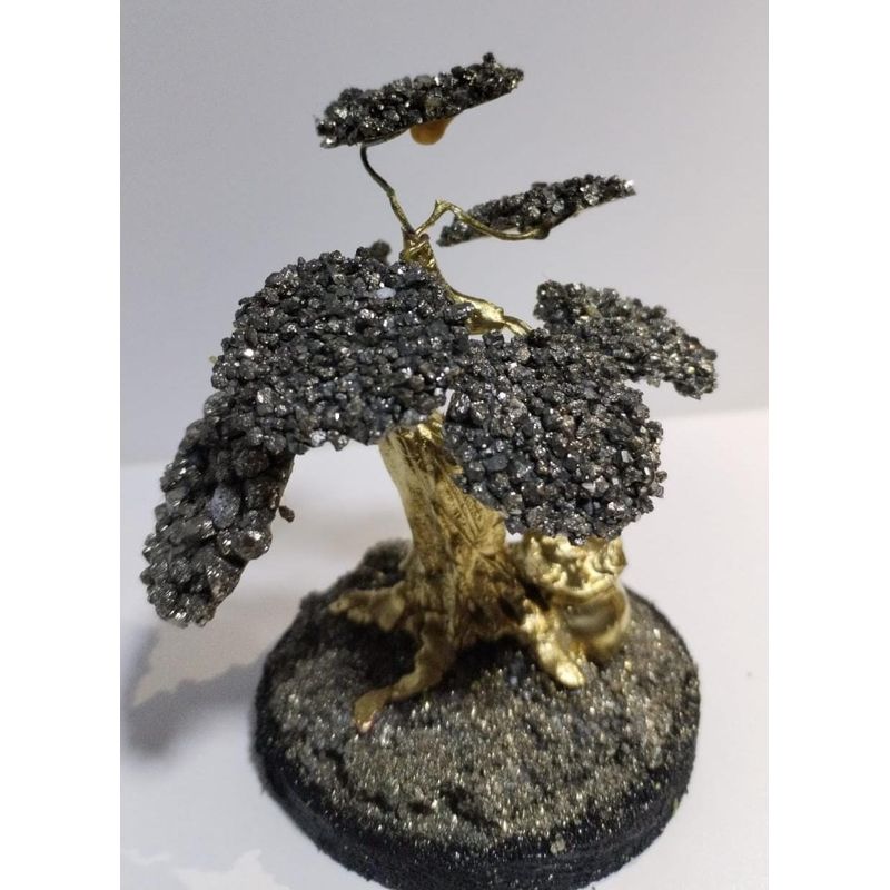 GENERICO - ARBOLITO  DE LA FORTUNA  BONSAI  DORADO MEDIANO CON PIRITA