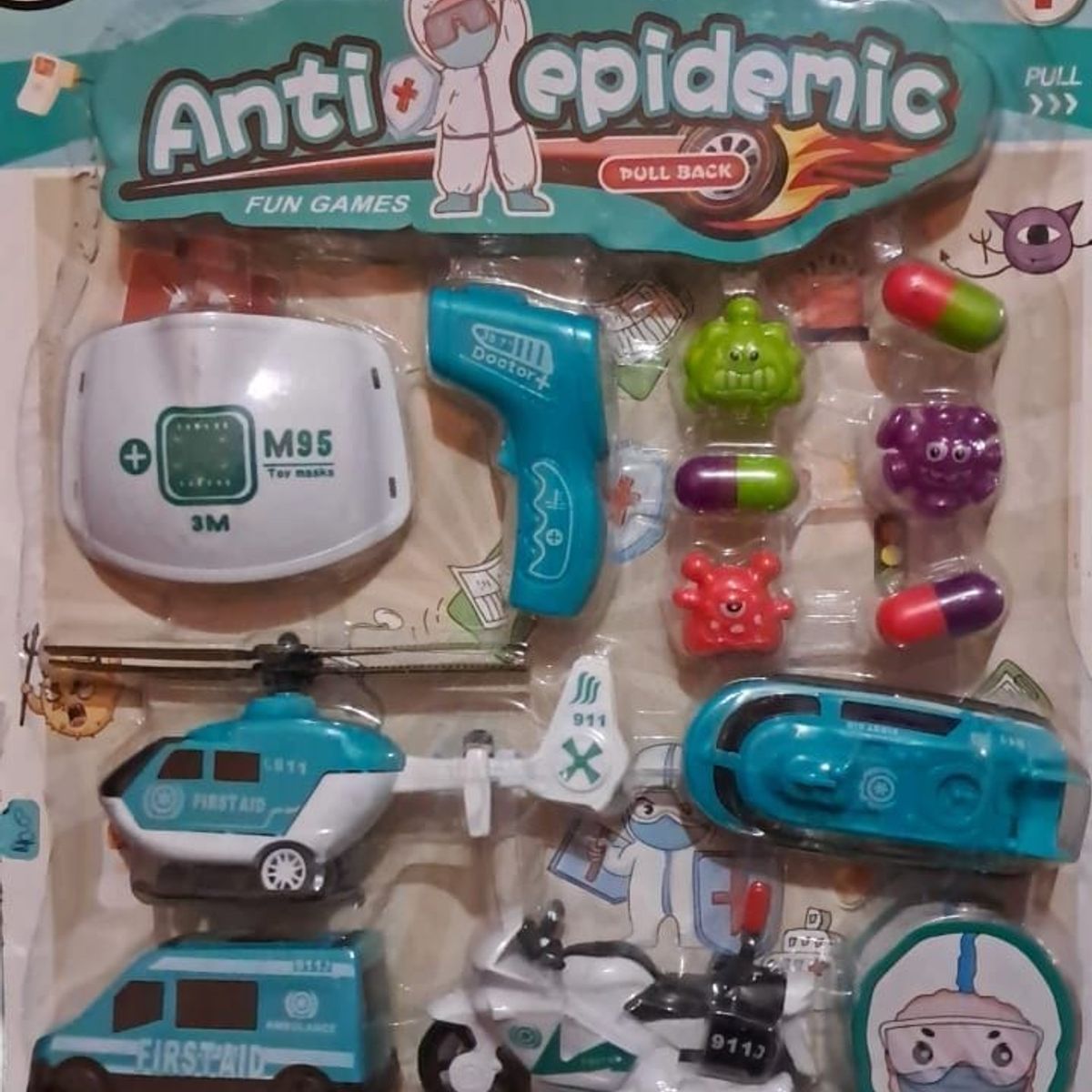 GENERICO - SET ANTEPIDEMIC CON VEHICULOS Y ACCESORIOS DE MEDICINA JUEGO