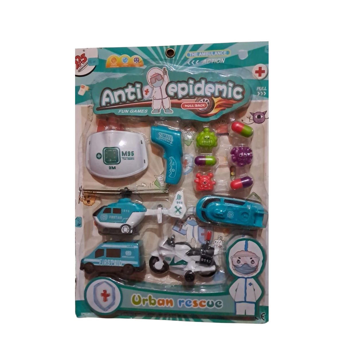 GENERICO - SET ANTEPIDEMIC CON VEHICULOS Y ACCESORIOS DE MEDICINA JUEGO