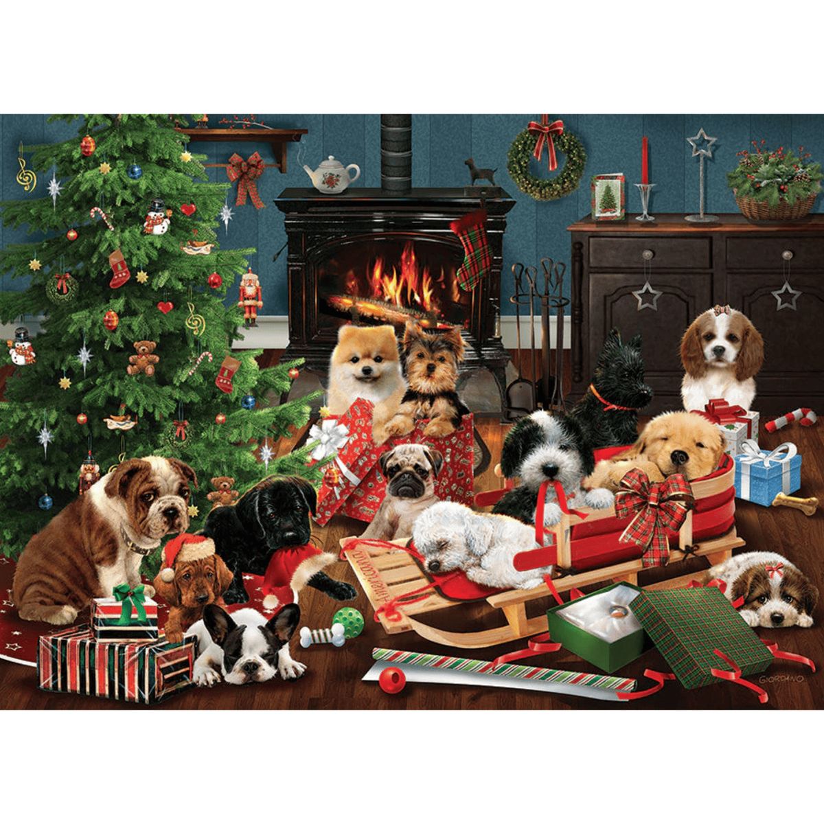 COBBLE HILL - Cachorros Navideños - Rompecabezas Cobble Hill - 500 Pzs