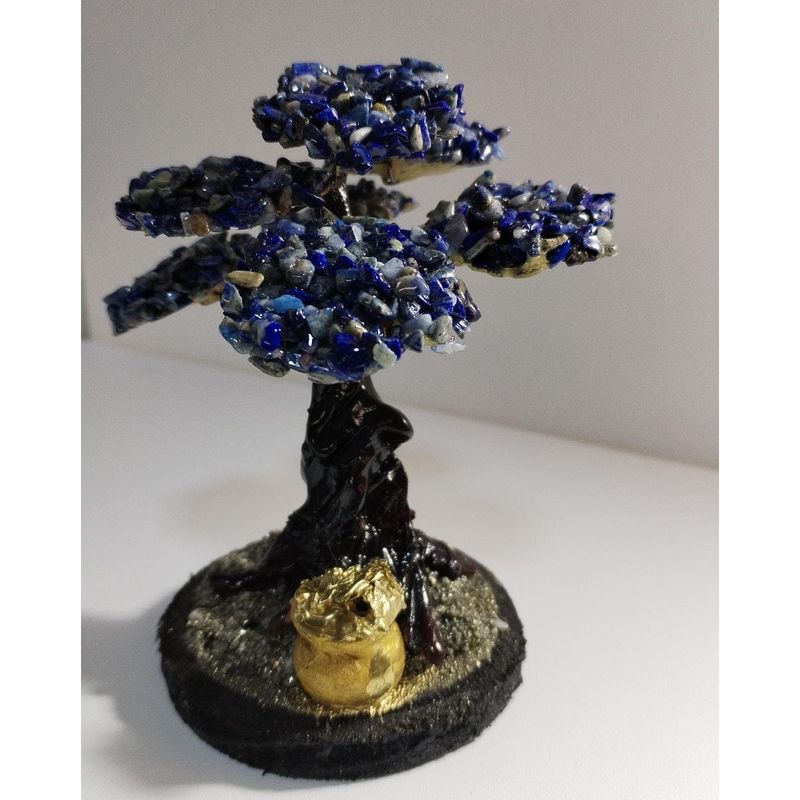 GENERICO - ARBOLITO  DE LA FELICIDAD BONSAI MEDIANO CON PIEDRAS DE SODALITA