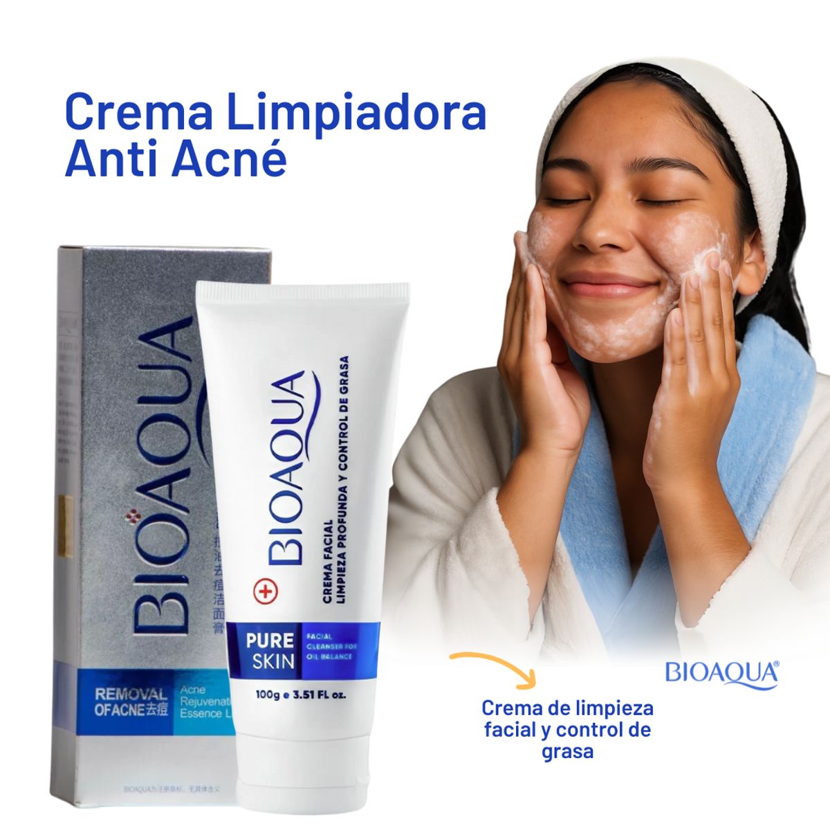 BIOAQUA - Crema Limpiadora Pure Skin ANTIACNE BIOAQUA