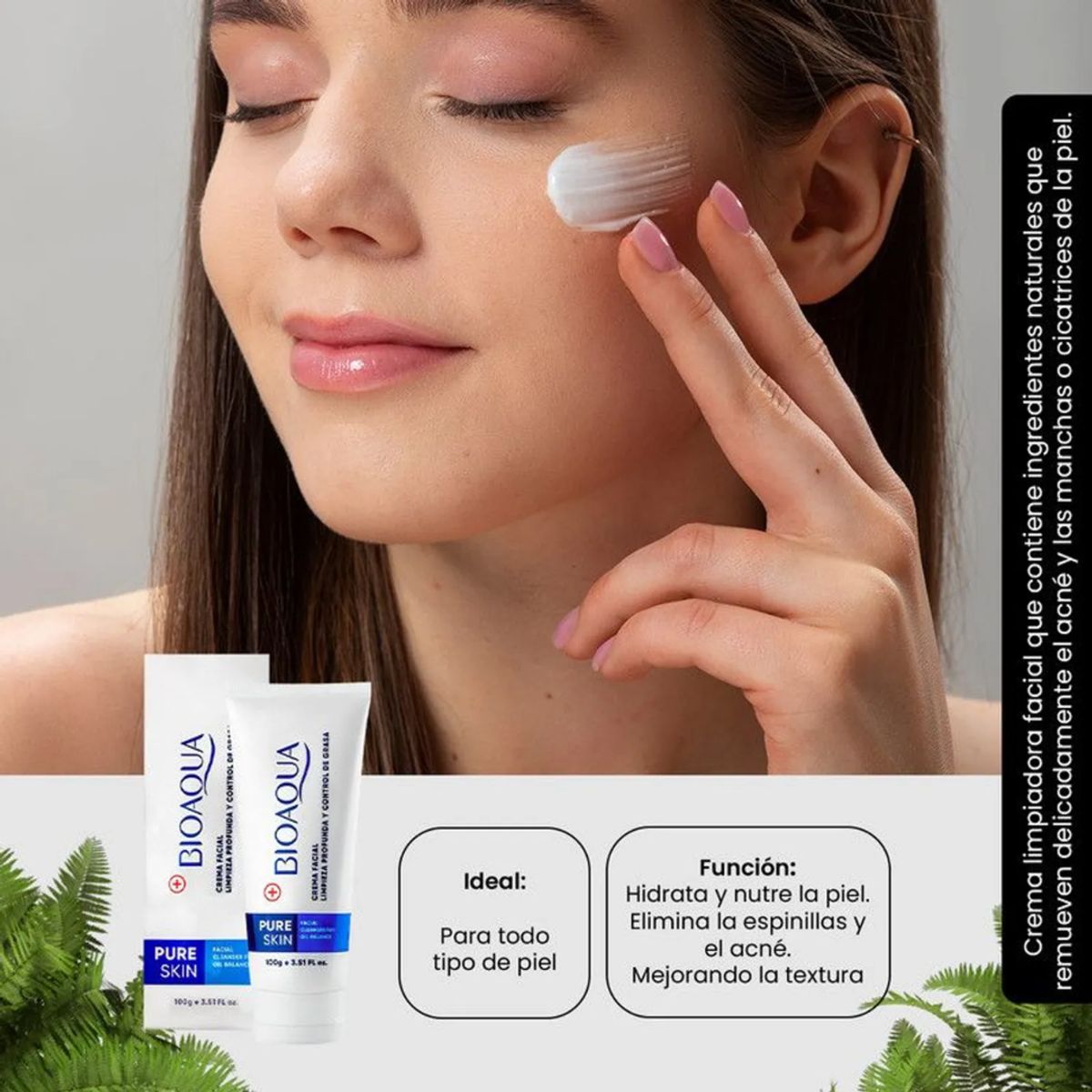 BIOAQUA - Crema Limpiadora Pure Skin ANTIACNE BIOAQUA