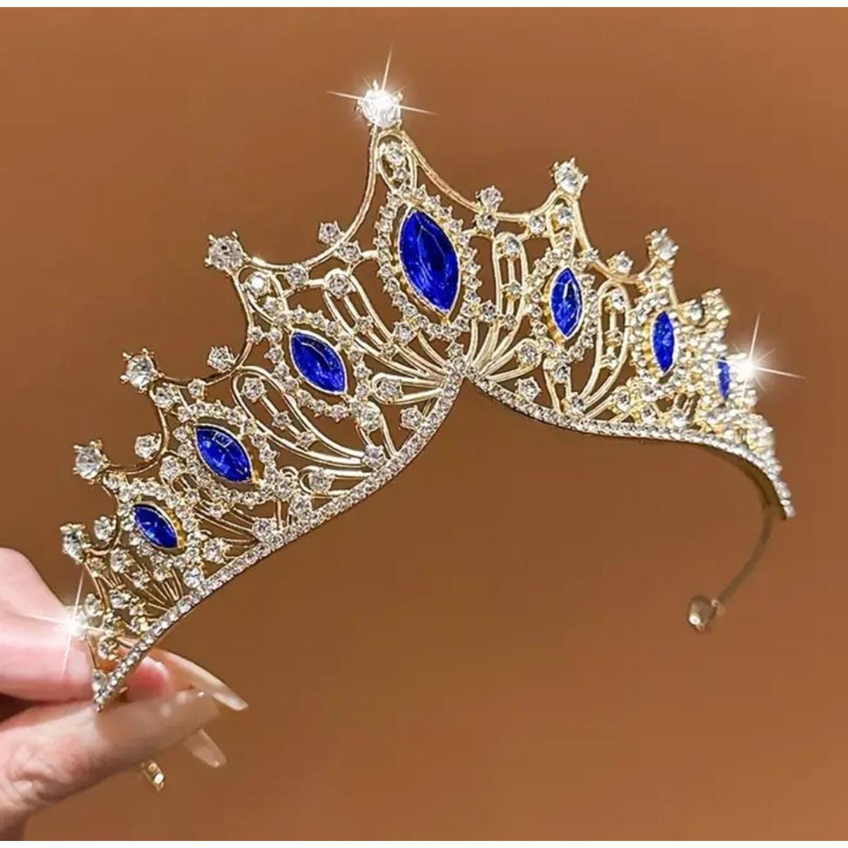 GENERICO - Tiara Corona de Cristal Cumpleaños Azul