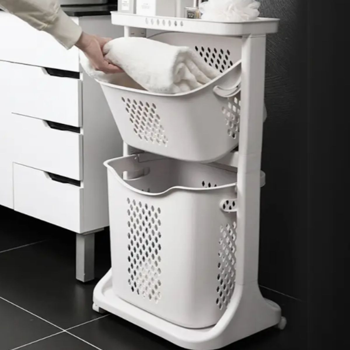 GENERICO - Cesta De 2 Niveles - Color Blanco