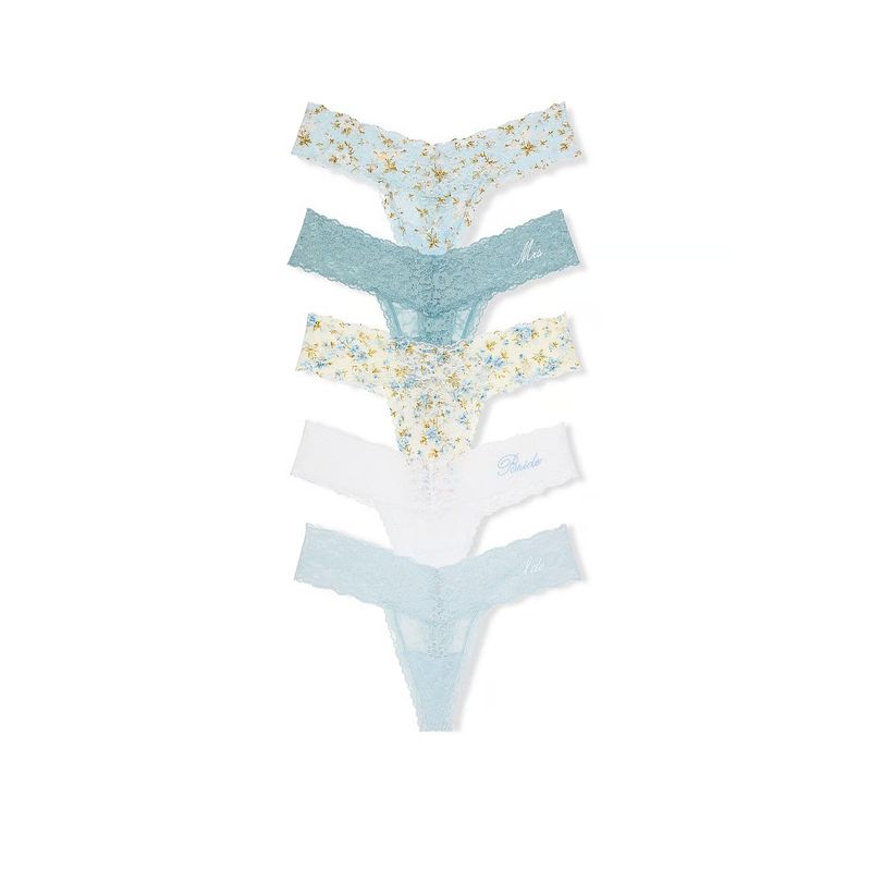 VICTORIA'S SECRET - Panty Hilo Pack 5 unidades azul  Encaje Victorias Secret