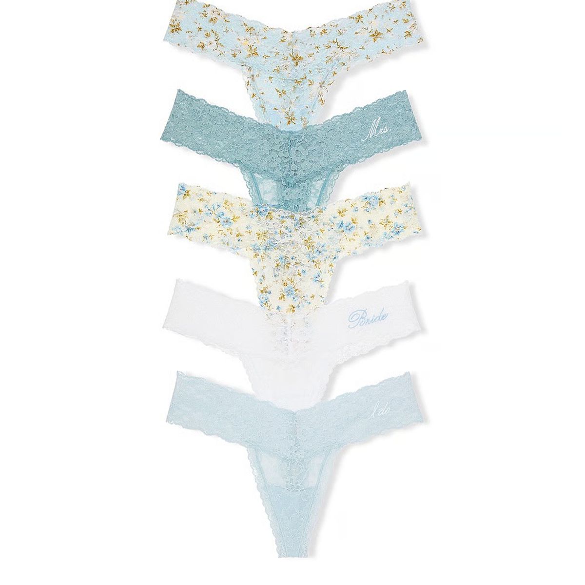 VICTORIA'S SECRET - Panty Hilo Pack 5 unidades azul  Encaje Victorias Secret