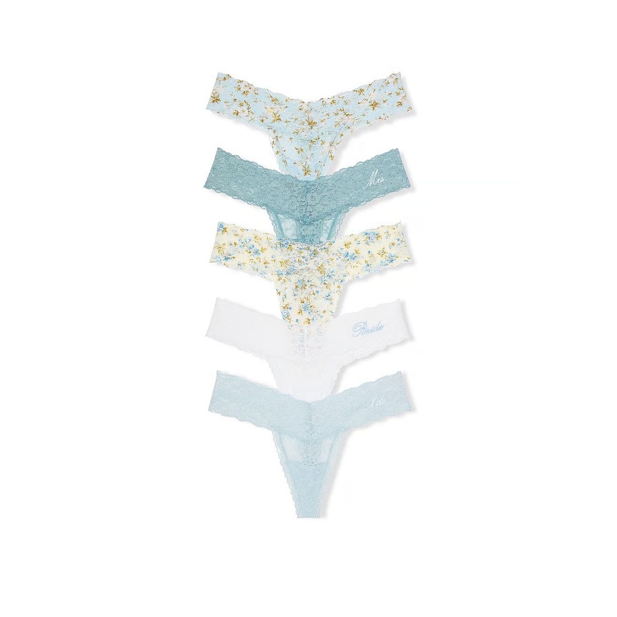 VICTORIA'S SECRET - Panty Hilo Pack 5 unidades azul  Encaje Victorias Secret