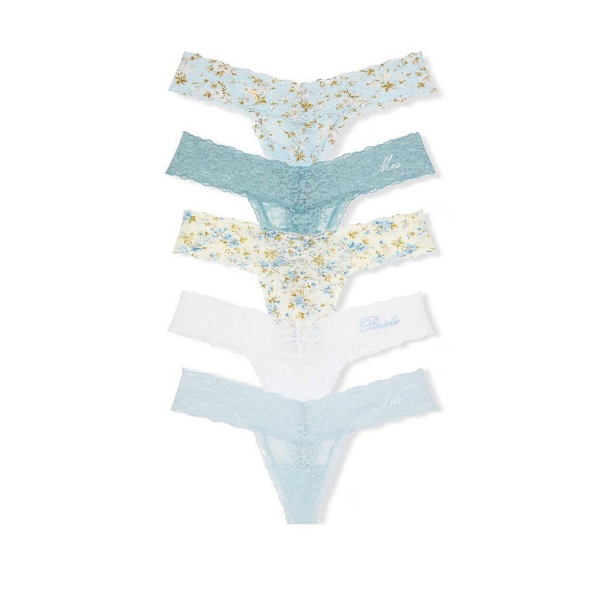 VICTORIA'S SECRET - Panty Hilo Pack 5 unidades azul  Encaje Victorias Secret