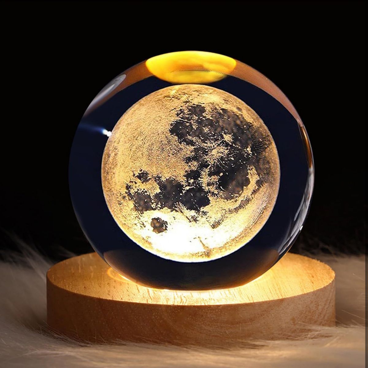 GENERICO - Lámpara Esfera De Cristal 8cm Con Diseño 3d Luz LED