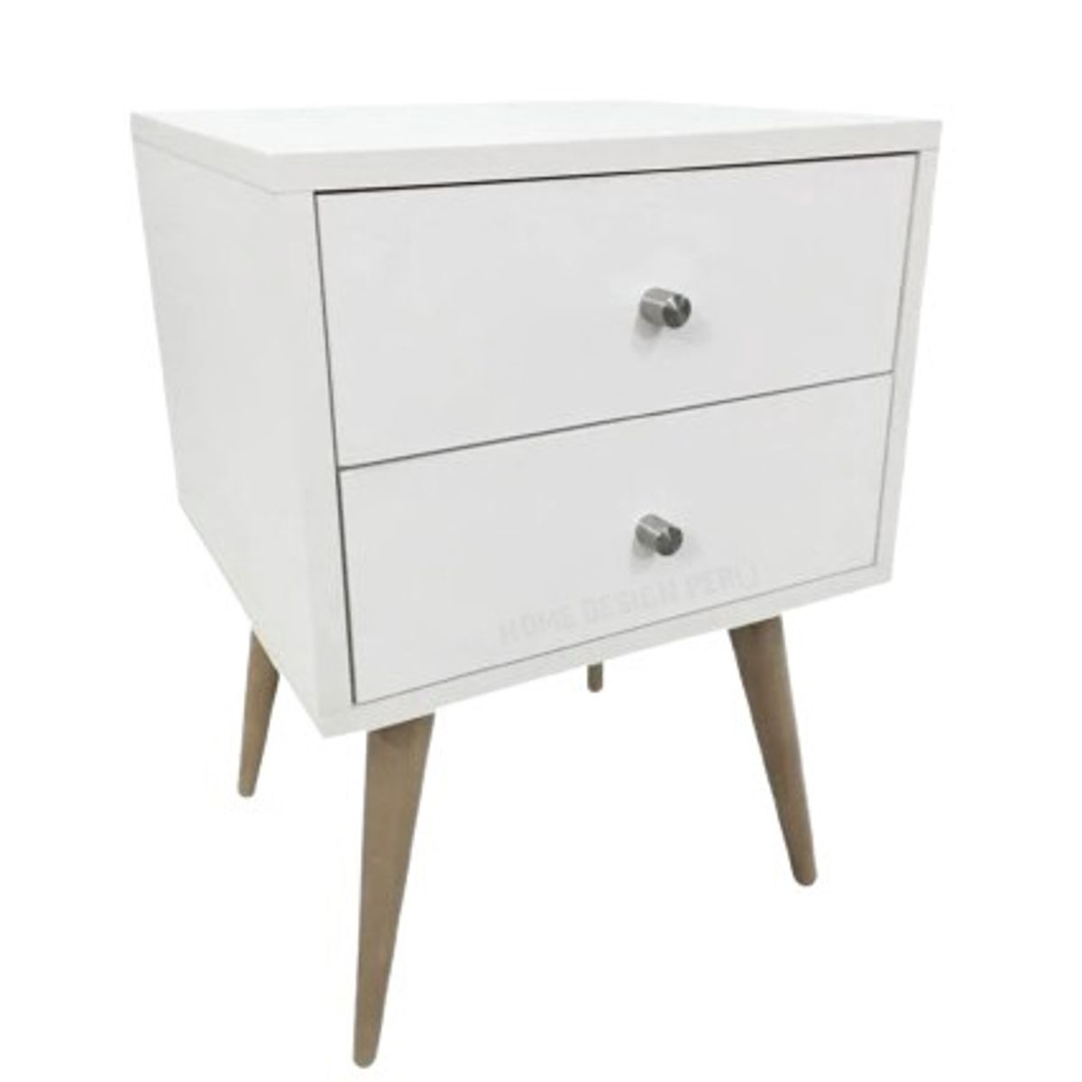 GENERICO - Velador Melamina Vintage Blanco 2 Cajones