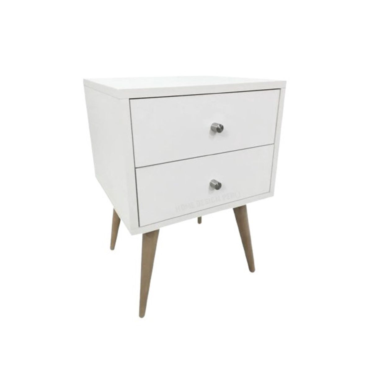 GENERICO - Velador Melamina Vintage Blanco 2 Cajones