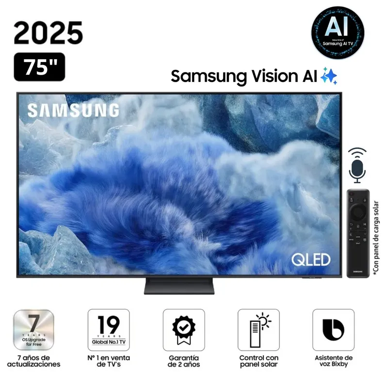 SAMSUNG - Televisor Samsung QLED 75" Visión AI Smart TV QN75Q8FAAGXPE - Nuevo 2025