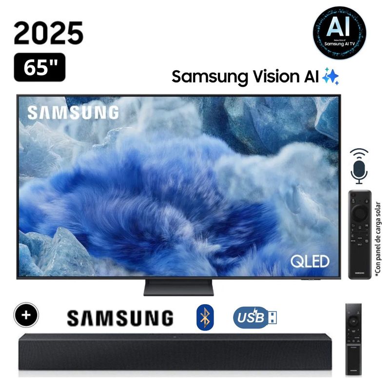 SAMSUNG - Televisor Samsung QLED 65 Visión AI Smart TV QN65Q8FAAGXPE + Soundbar HW-B400F