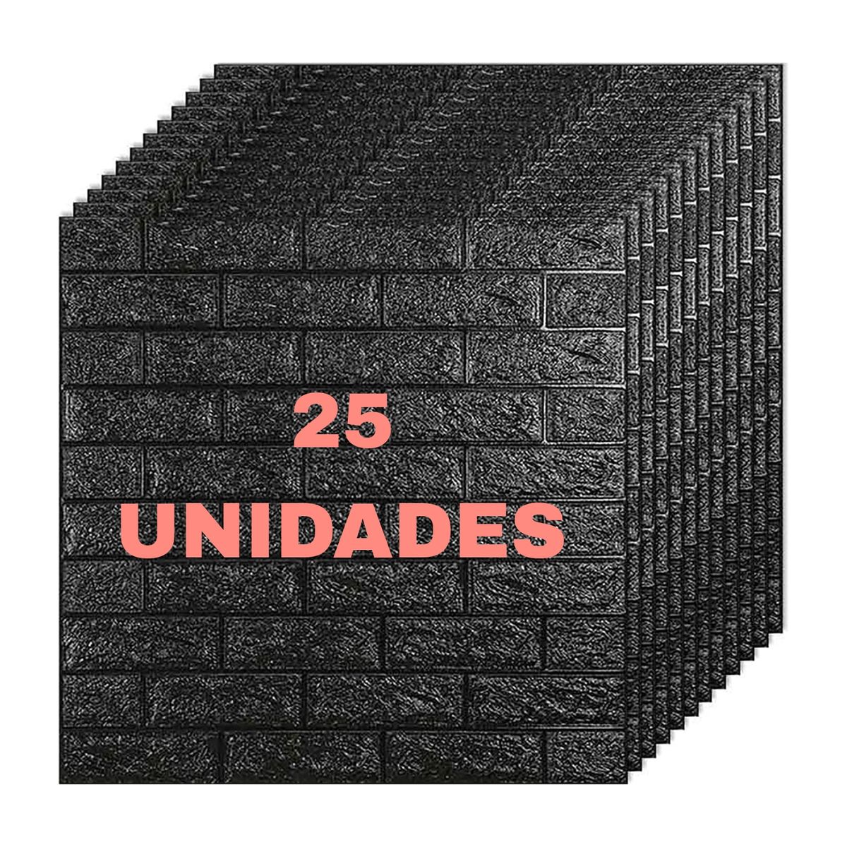 GENERICO - Papel tapiz espuma 3D pegatinas adhesivas 25 und negro