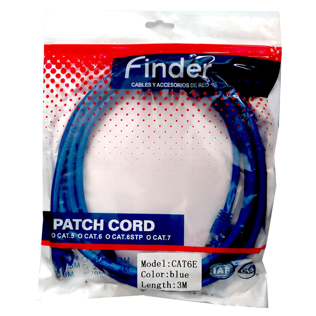 FINDER - Cable de Red Cat6E 3 Metros Router Modem FINDER Patch cord