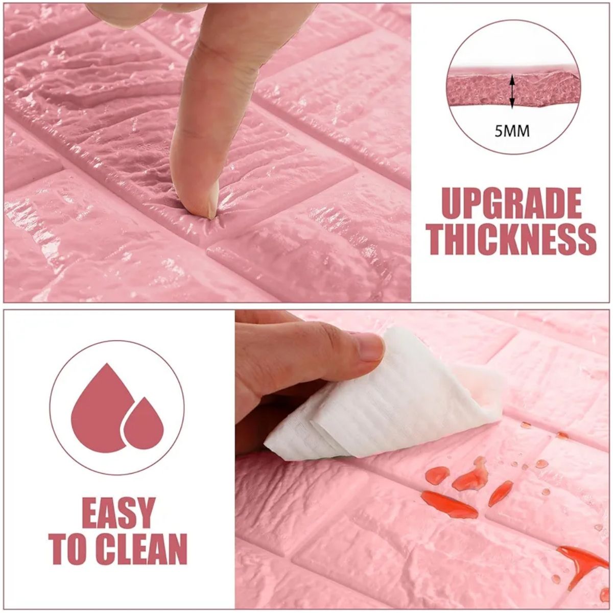 Papel tapiz espuma 3D pegatinas adhesivas 50 und Rosa, marca GEN - Foto 2