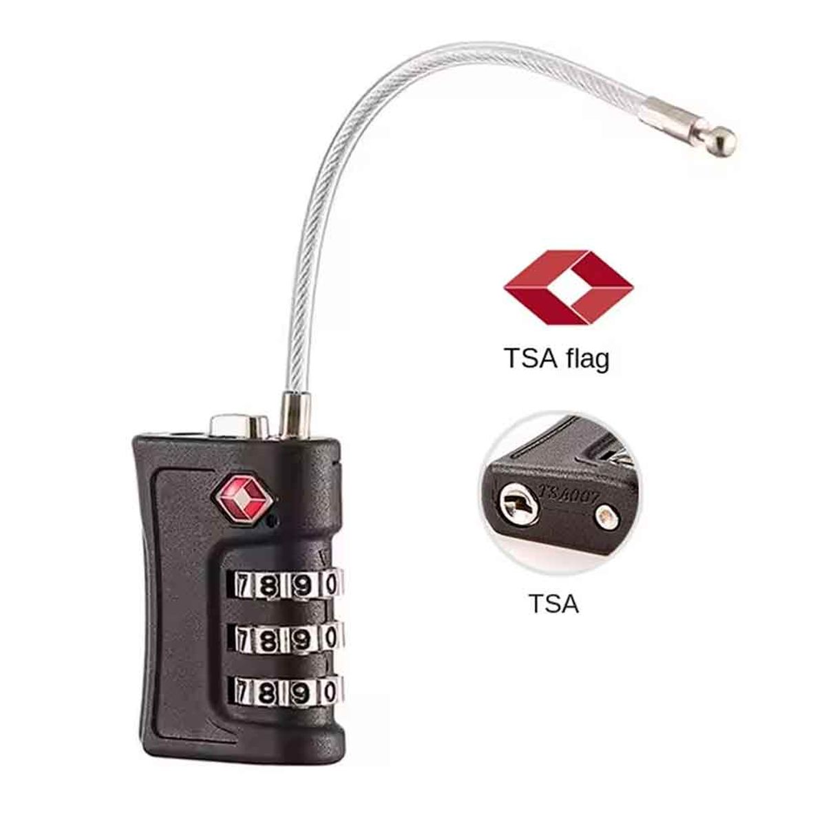 VARIOS - Candado para Viaje TSA Flexible Negro