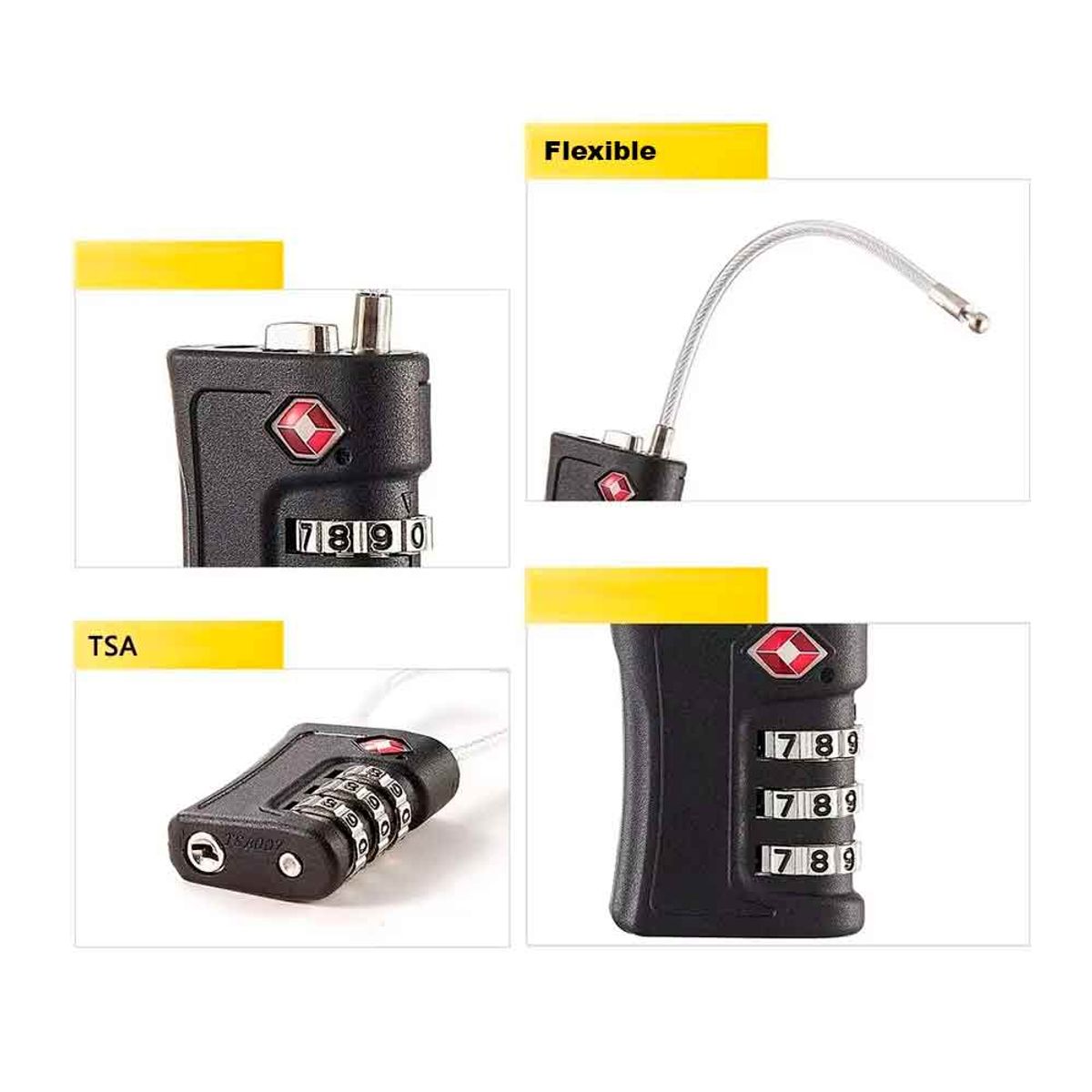 VARIOS - Candado para Viaje TSA Flexible Negro