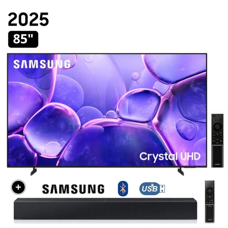 SAMSUNG - Televisor Samsung Smart TV 85 Crystal UHD 4K UN85U8000FGXPE + Soundbar HW-B400