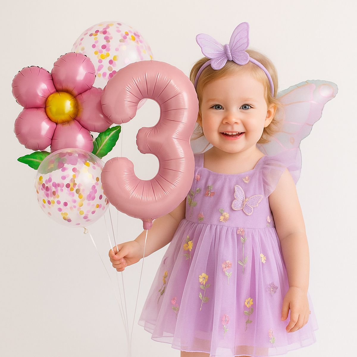 GENERICO - GLOBOS DE MARIPOSAS DE CUMPLEAÑOS 7 PIEZAS