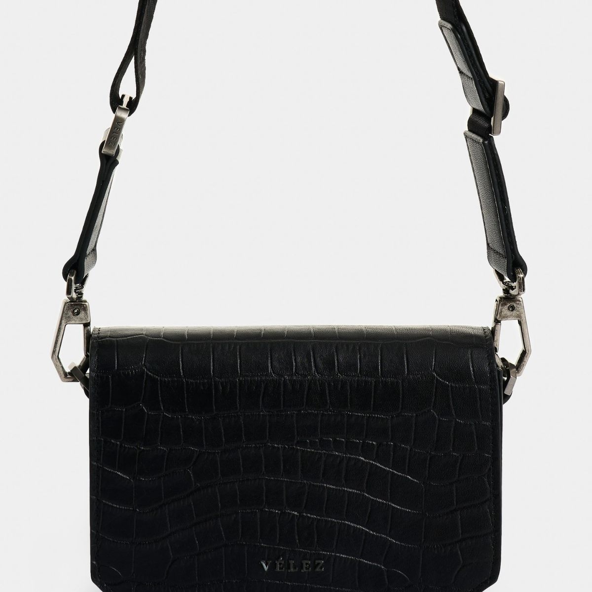 VELEZ - Vélez Manos Libres Mini Garniel De Cuero Hombre Croco Negro