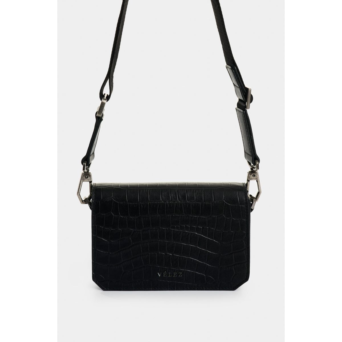 VELEZ - Vélez Manos Libres Mini Garniel De Cuero Hombre Croco Negro
