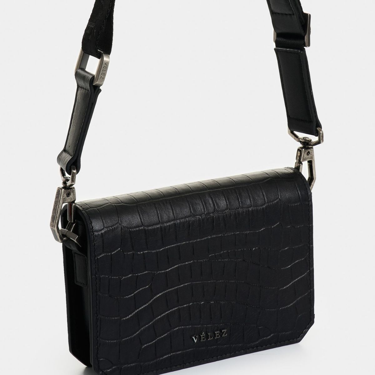 VELEZ - Vélez Manos Libres Mini Garniel De Cuero Hombre Croco Negro