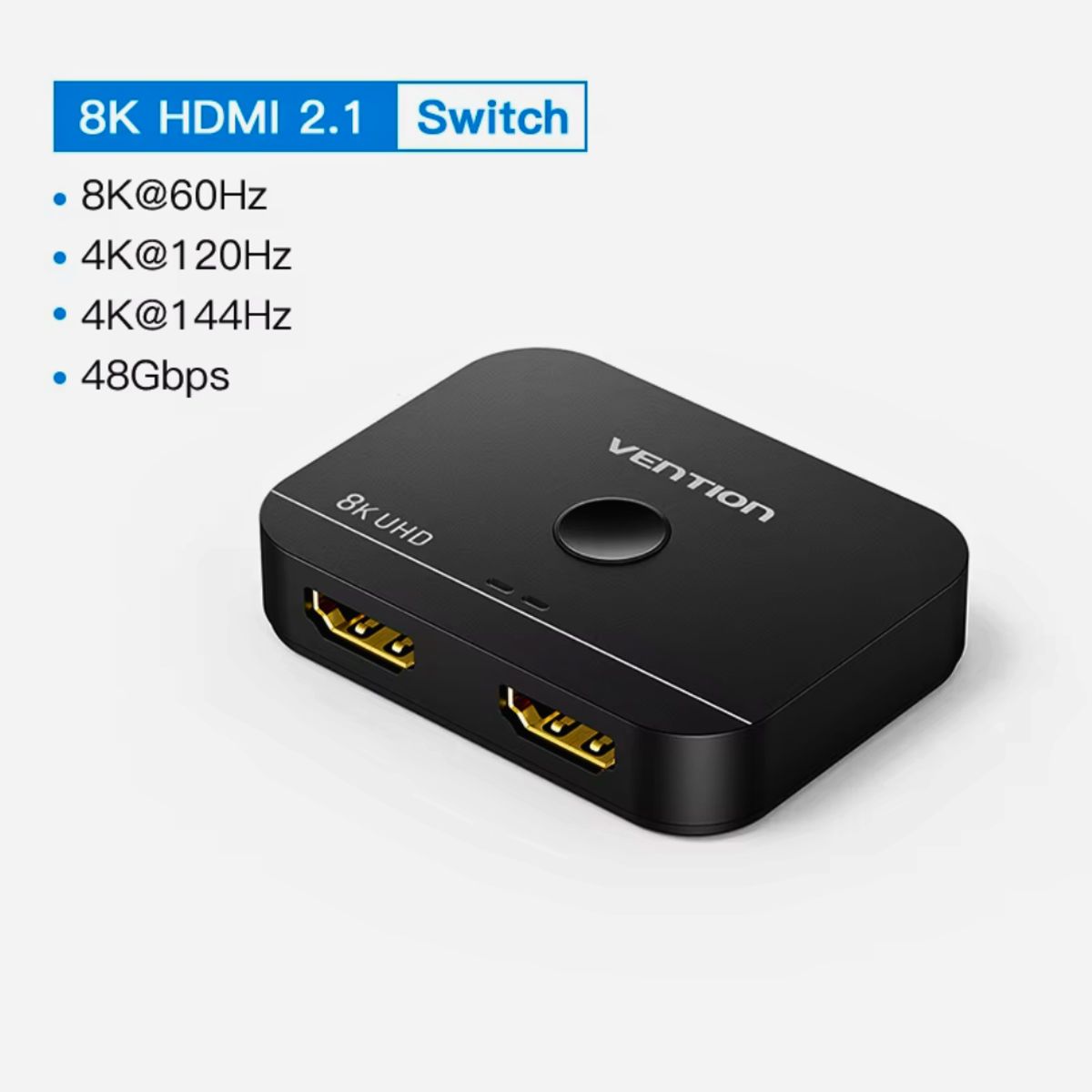 VENTION - Vention Switch HDMI 2.1 – 8 K 60 Hz / 4 K 120 Hz Botón USB‑C