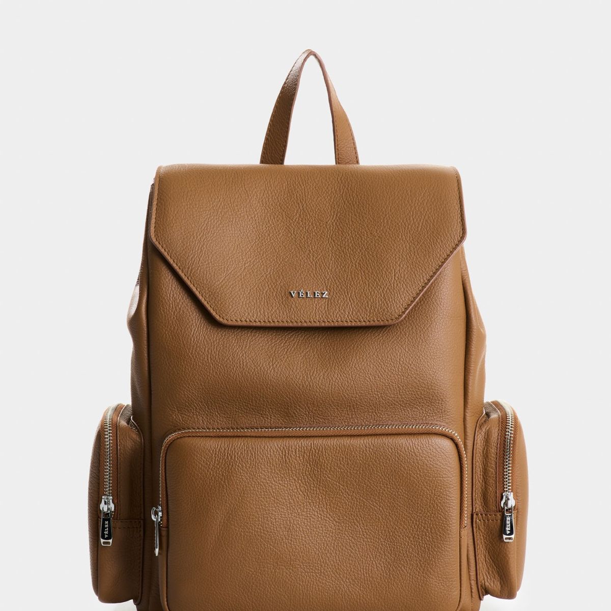 VELEZ - Vélez Mochila Silene De Cuero Para Mujer Tapa Hexagonal Miel