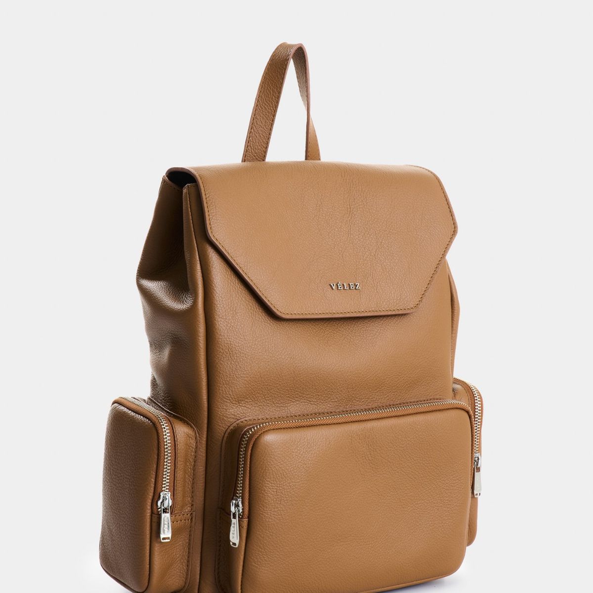 VELEZ - Vélez Mochila Silene De Cuero Para Mujer Tapa Hexagonal Miel