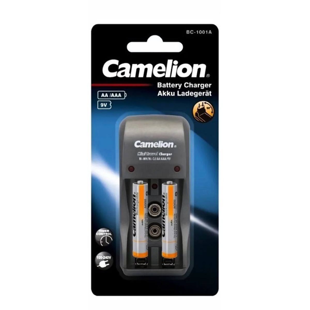 CAMELION - Cargador camelion mas 2 pilas AA 2200mAh Recargable