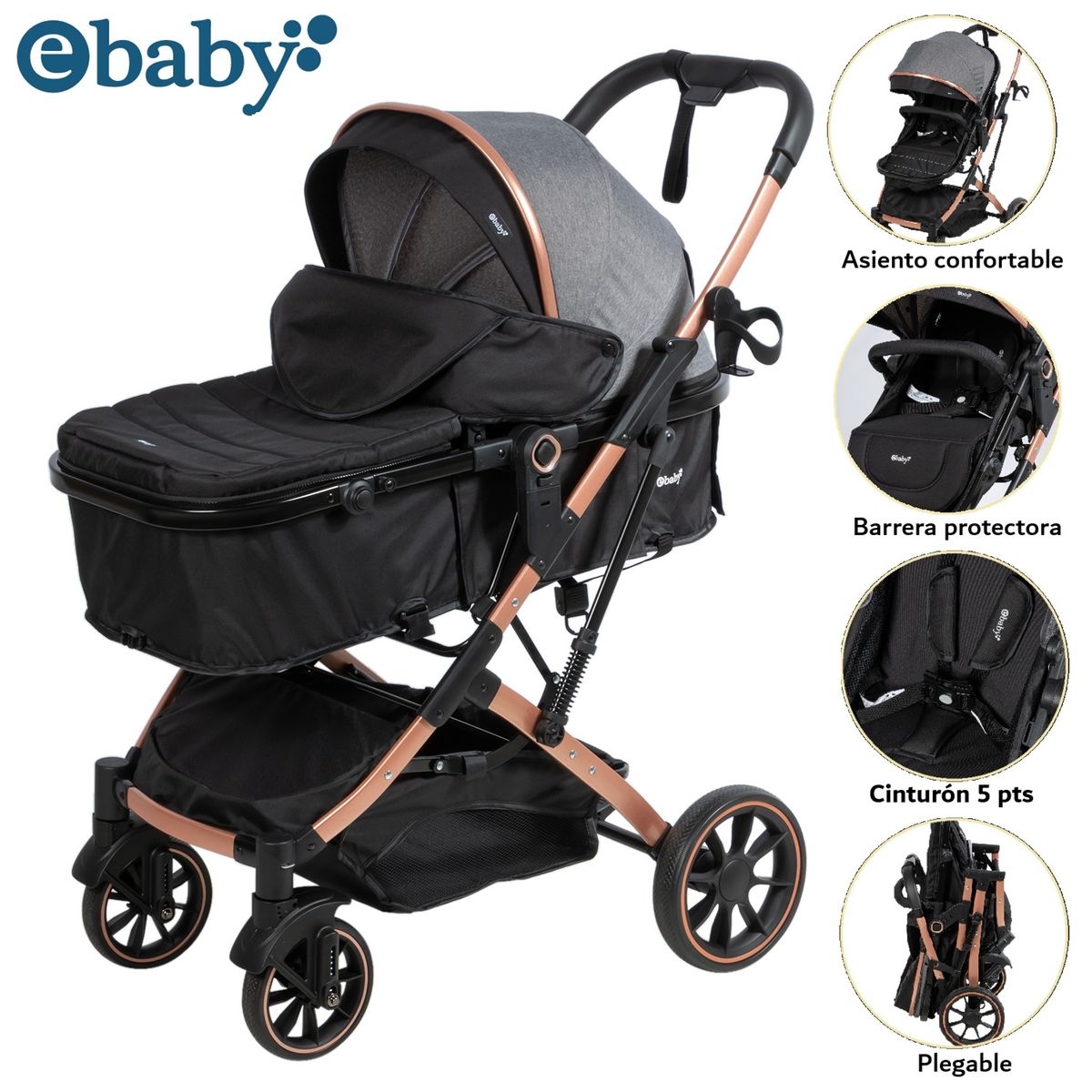 EBABY - Coche de Paseo Moises  SHIRO Multifuncional