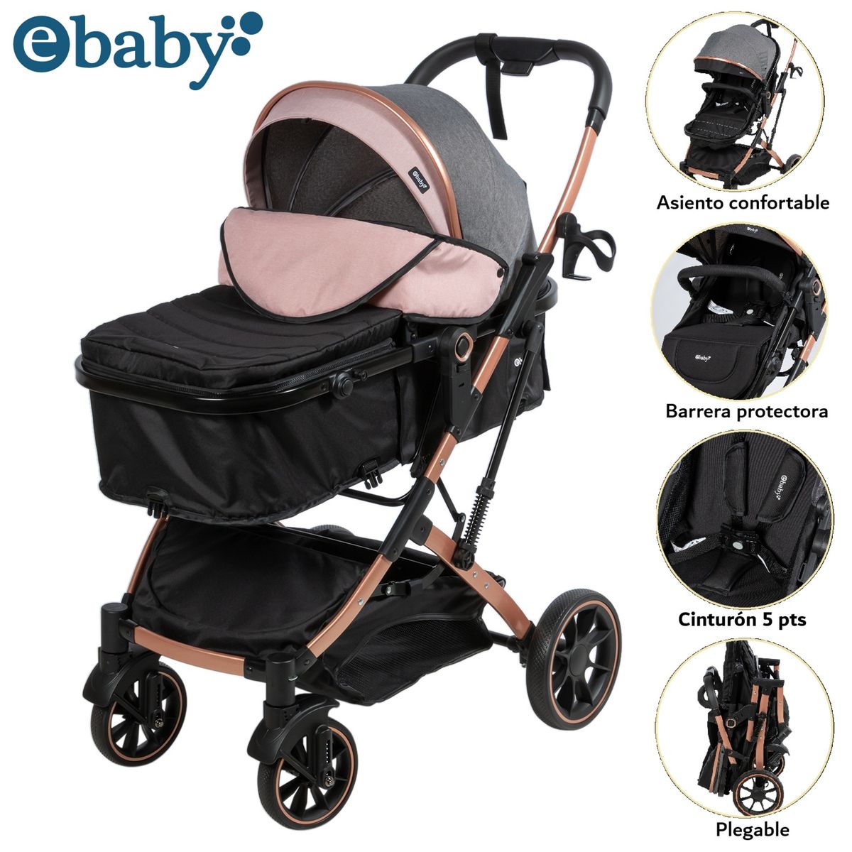 EBABY - Coche de Paseo Moises  SHIRO Multifuncional RS