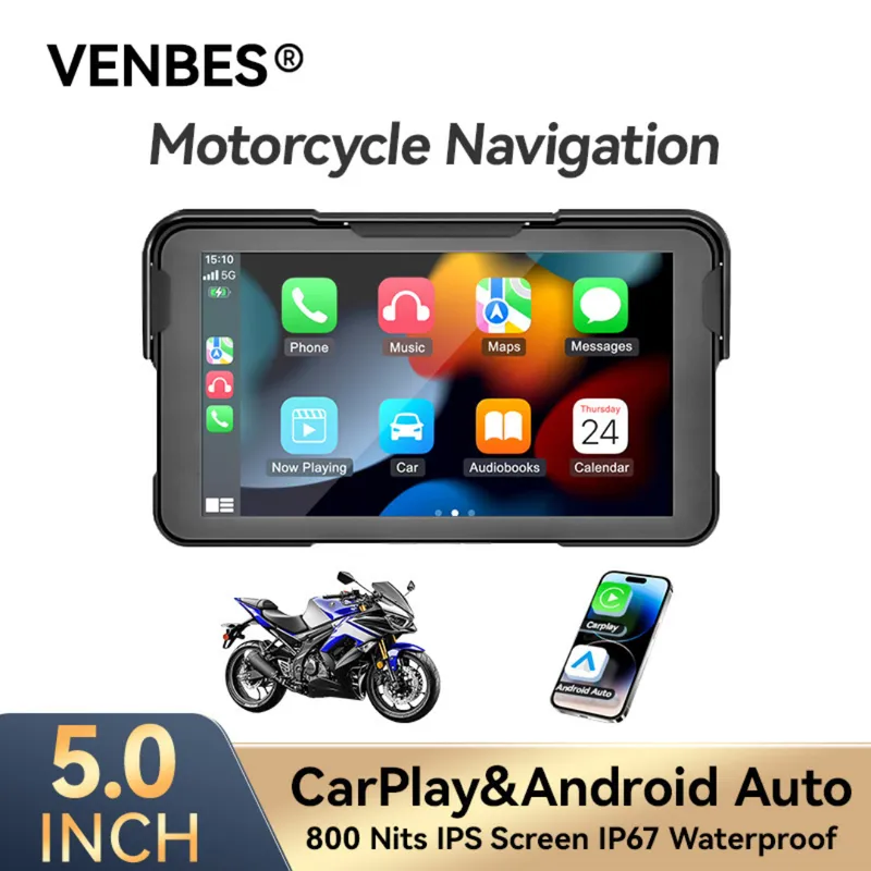 GENERICO - Pantalla Moto 5 VENBES CarPlayAndroid Auto IP67 BT5