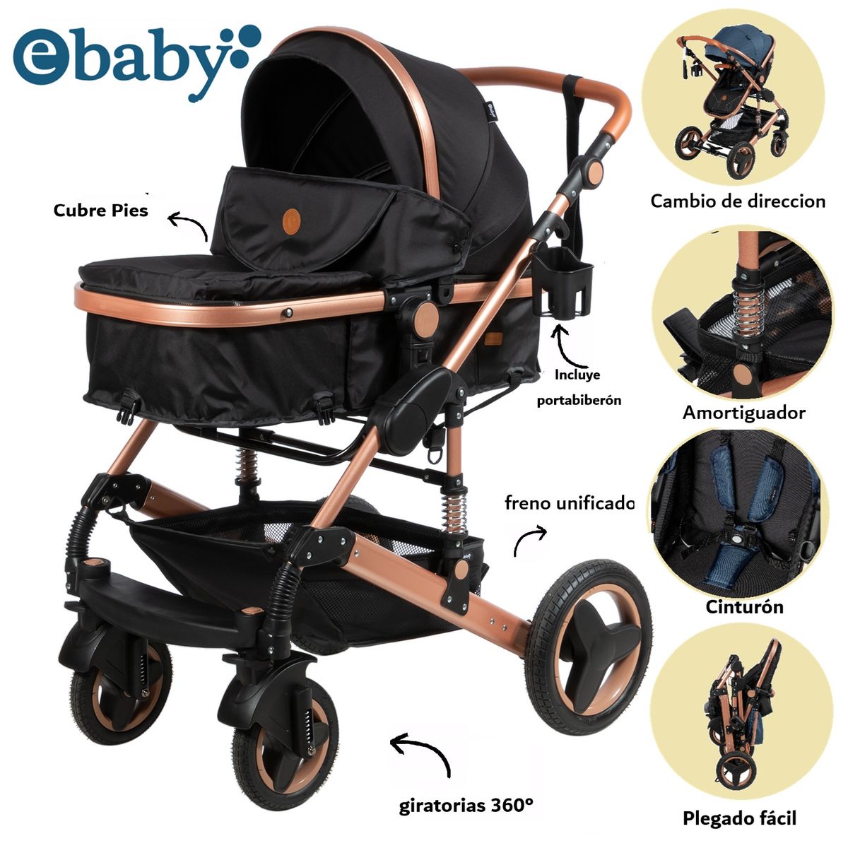 EBABY - Coche cuna moisés de lujo SAGIRA- EB 156 NG