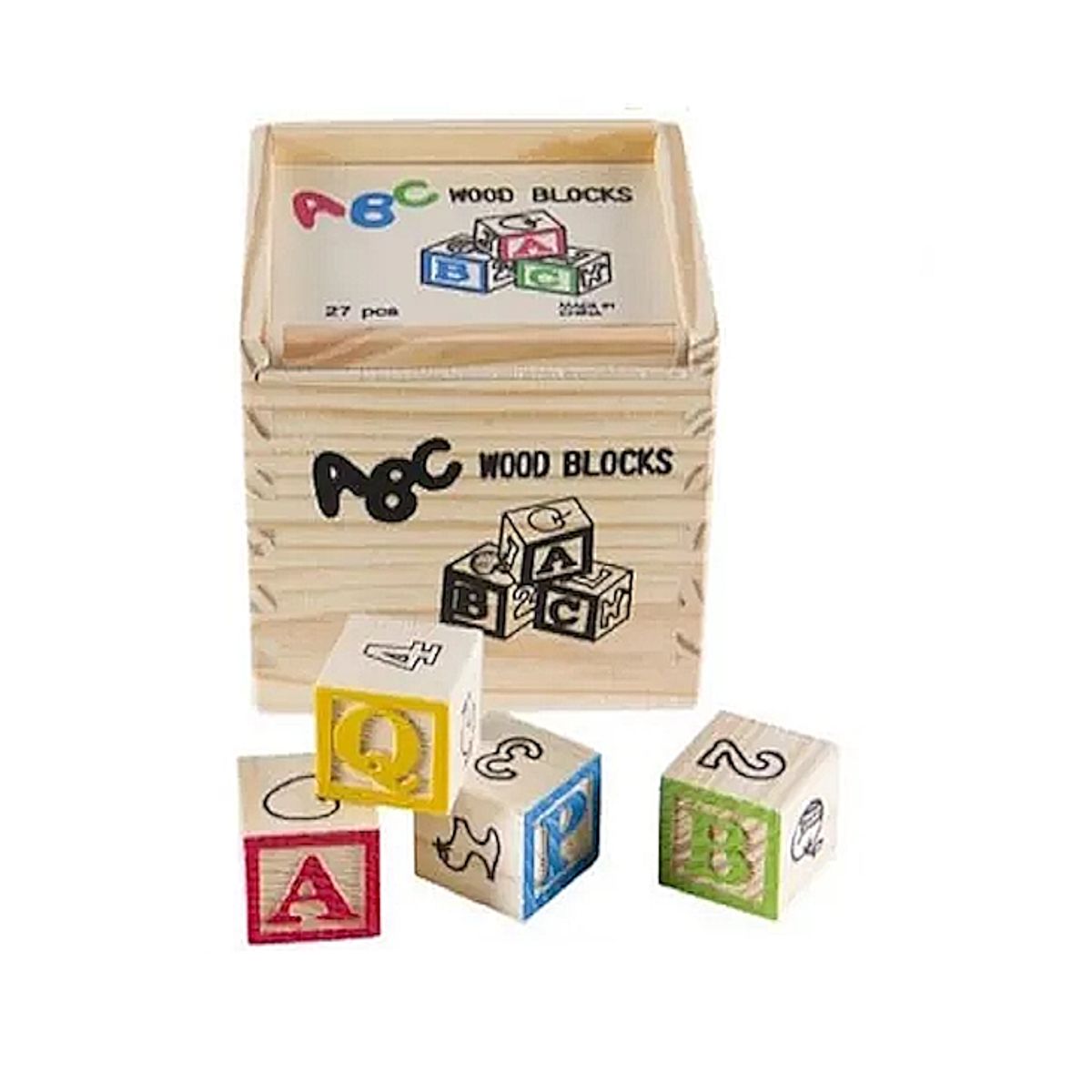 GENERICO - Set de 27 Cubos Didácticos de Madera con Abecedario y Figuras