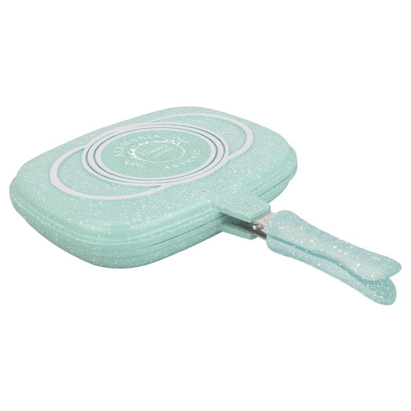 VALESKA - Sartén Parrillera Doble de Roca Volcánica VL-DGP40 Verde