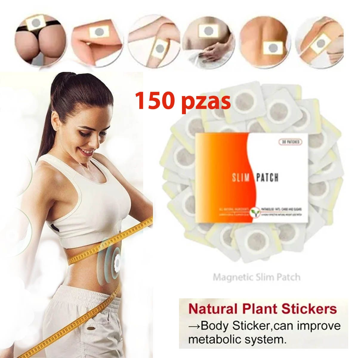 GENERICO - 150  Parches con imanes slim magnetico reductor tonifica localiza