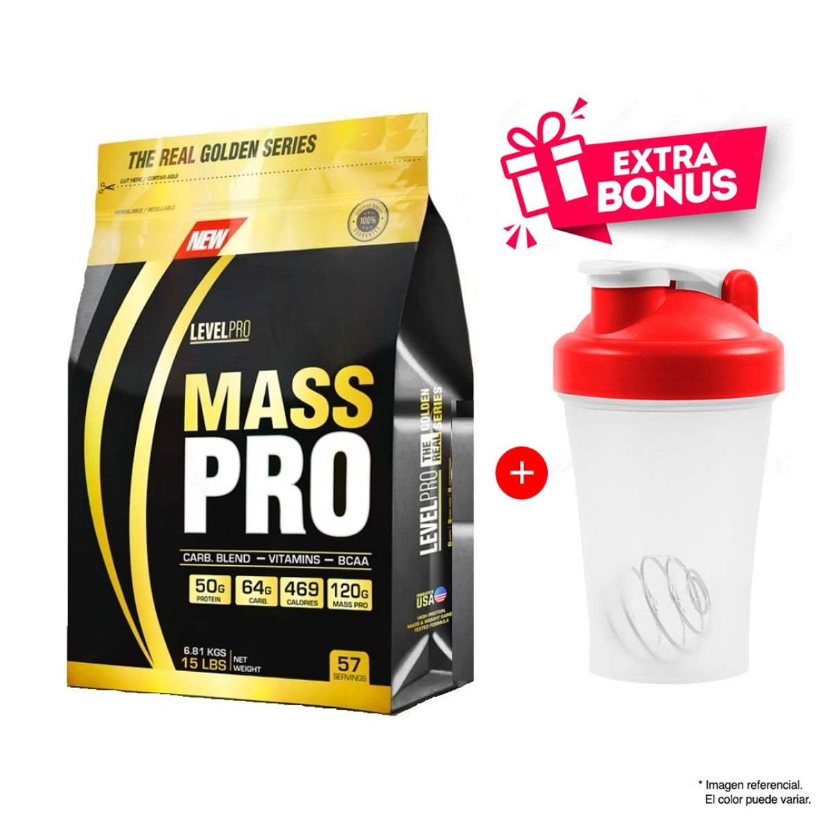LEVEL PRO - Proteína Mass Pro 6.81 kg Vainilla + Tomatodo