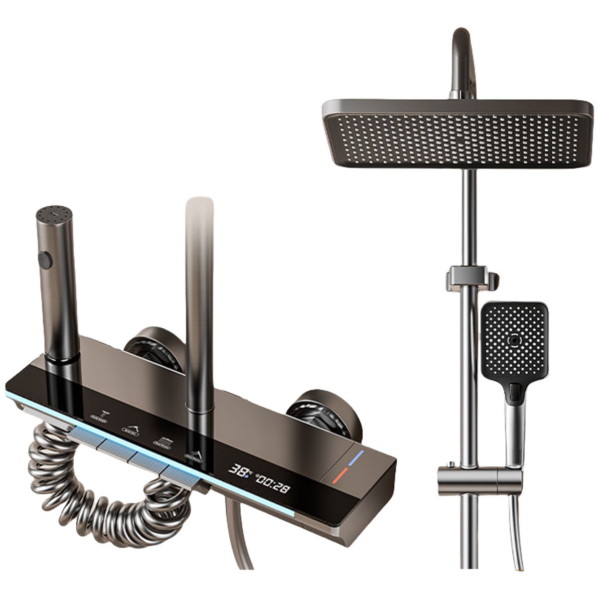 ANYHOGAR - Ducha Columna Moderna 4 Funciones Llave Botones