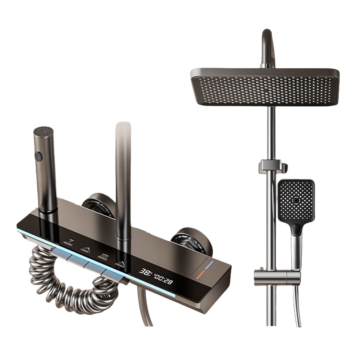 ANYHOGAR - Ducha Columna Moderna 4 Funciones Llave Botones