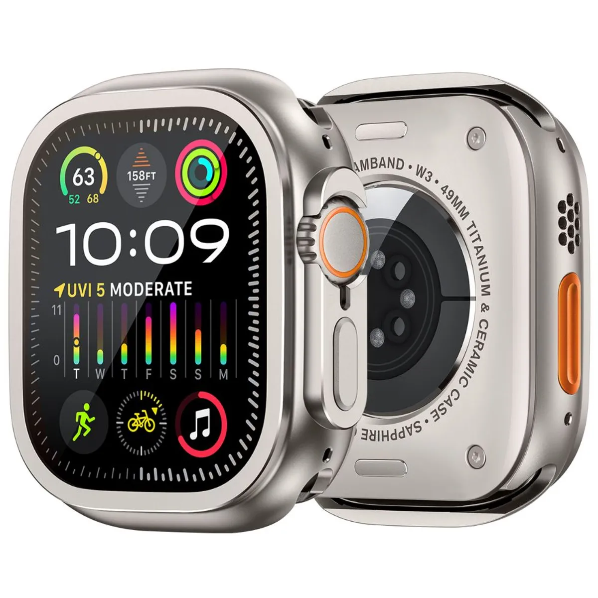 URVOI - Case Para Apple Watch Ultra Ultra 2 Ultra 3 49mm Metal Titanio Clasico