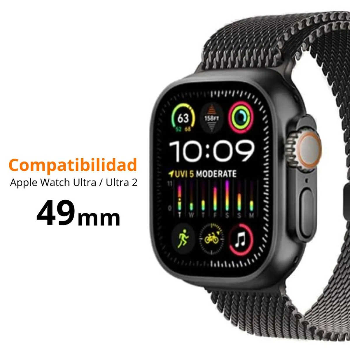 URVOI - Case Para Apple Watch Ultra Ultra 2 Ultra 3 49mm Metal Negro Clasico