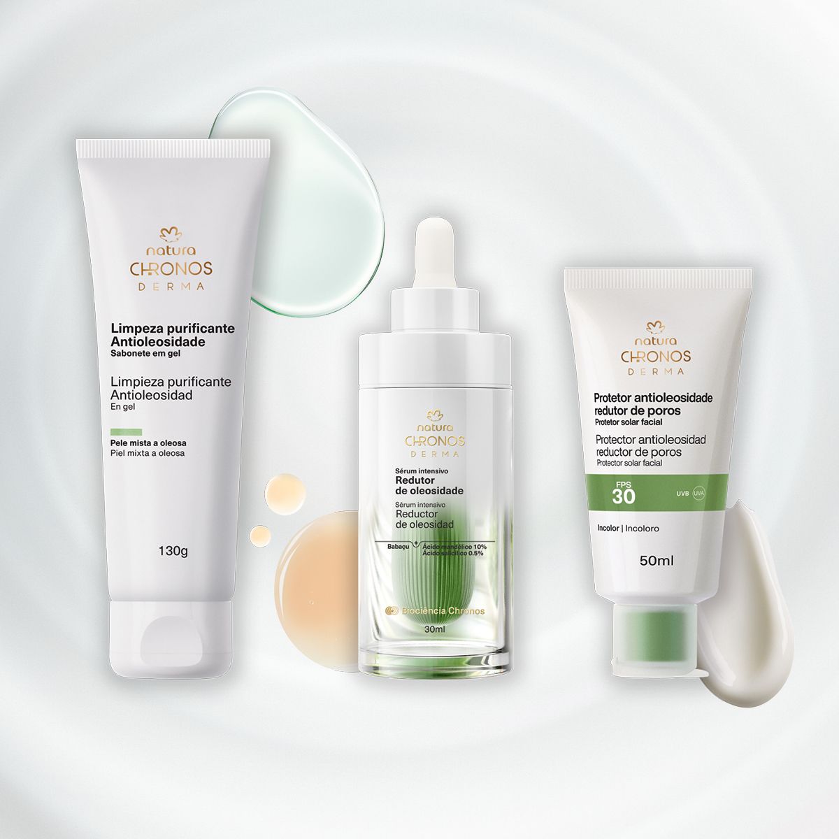NATURA - Kit Chronos Antiolesidad Limpiador con Serum y Protector Solar