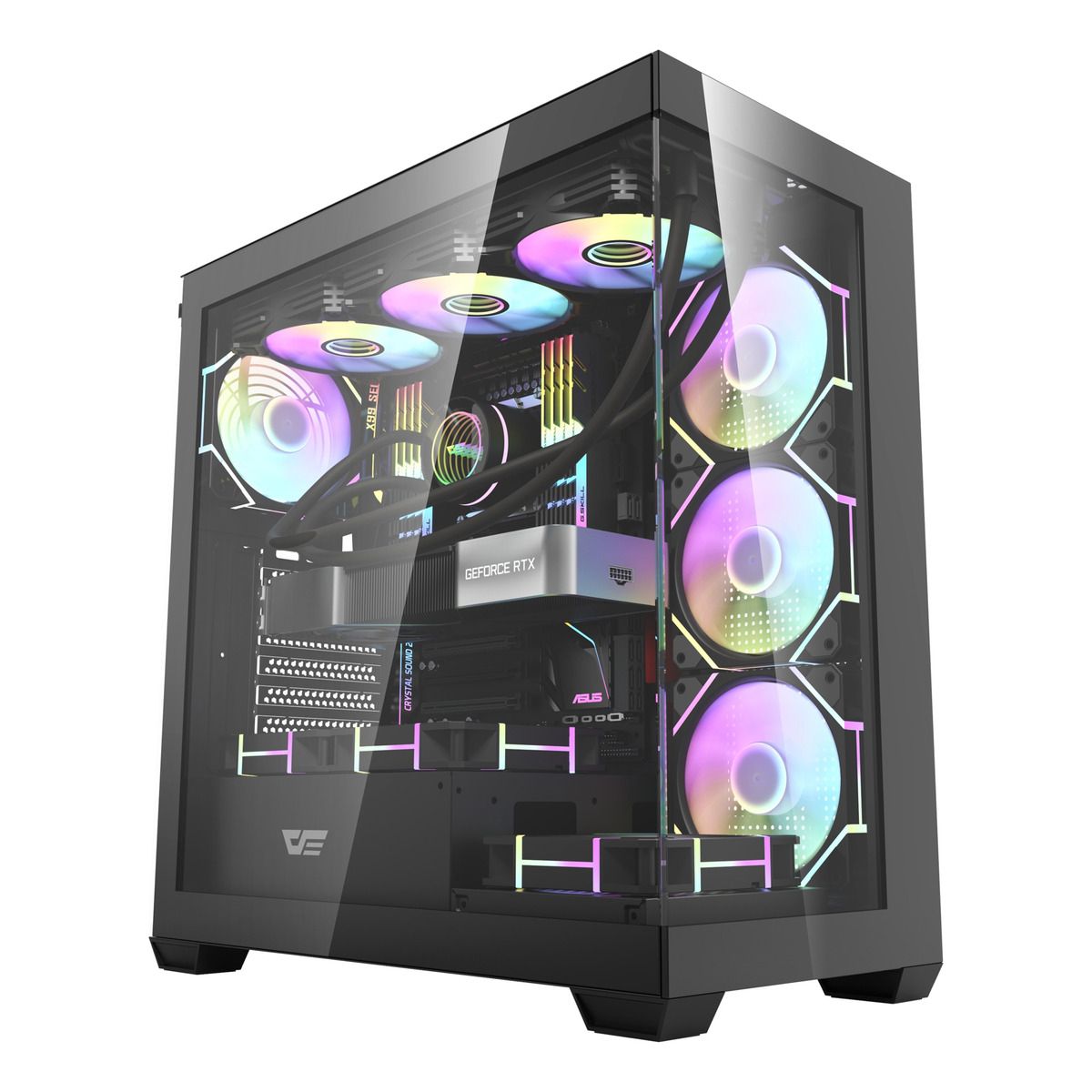 U BUY - Gabinete De Computadora Ds900 Atx De Vidrio Templado Negro