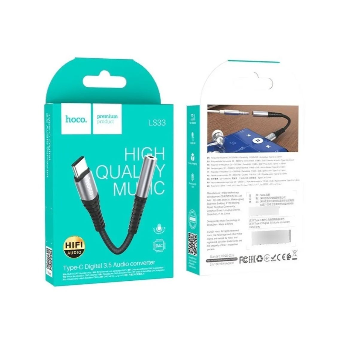 HOCO - Adaptador De Audio Usb C A Plug Jack De 35mm