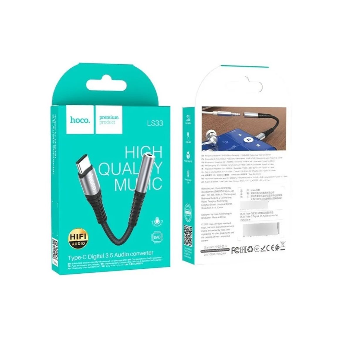 HOCO - Adaptador De Audio Usb C A Plug Jack De 35mm