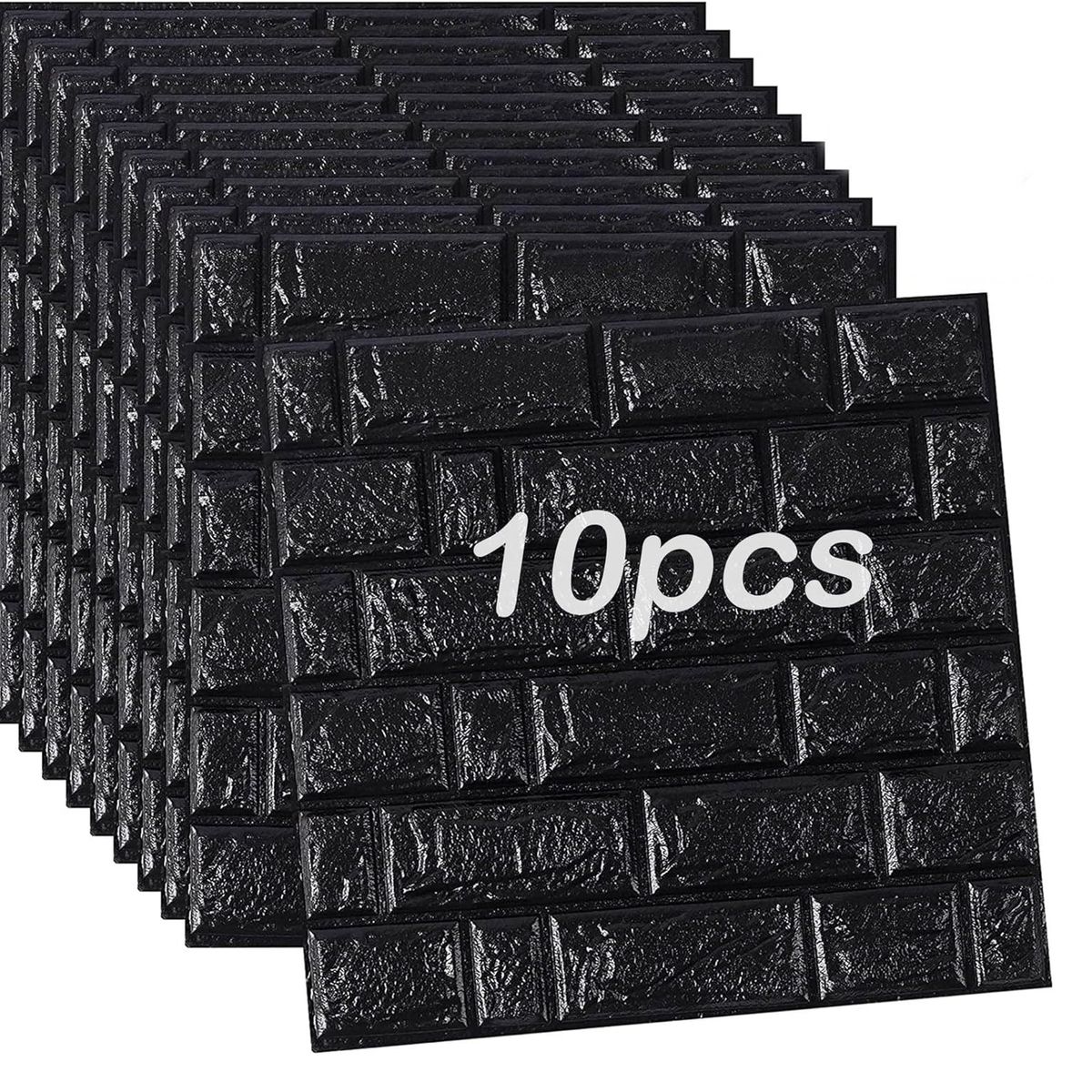 GENERICO - Papel Tapiz Negro 3D Pegatinas de Pared por 10 Unidades